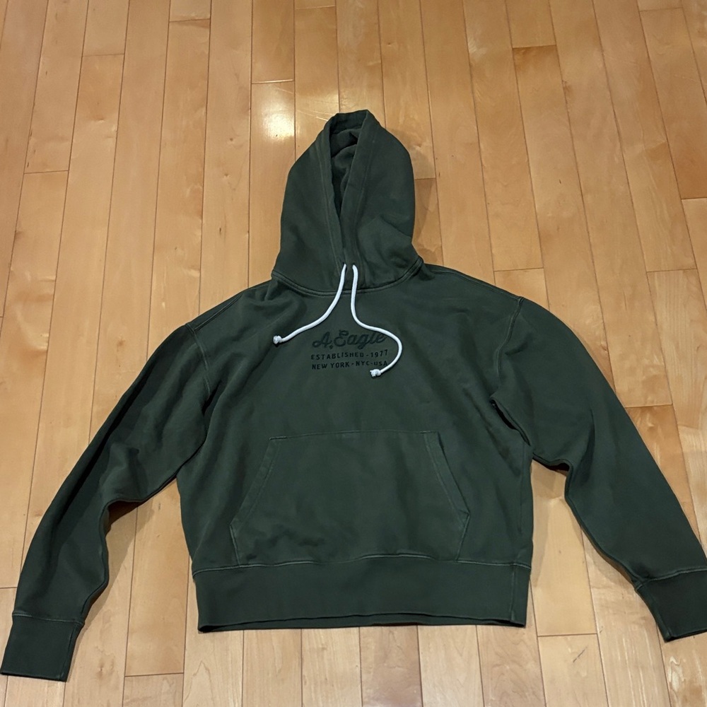 American Eagle Outfitters Men's Green Hoodie Sweater